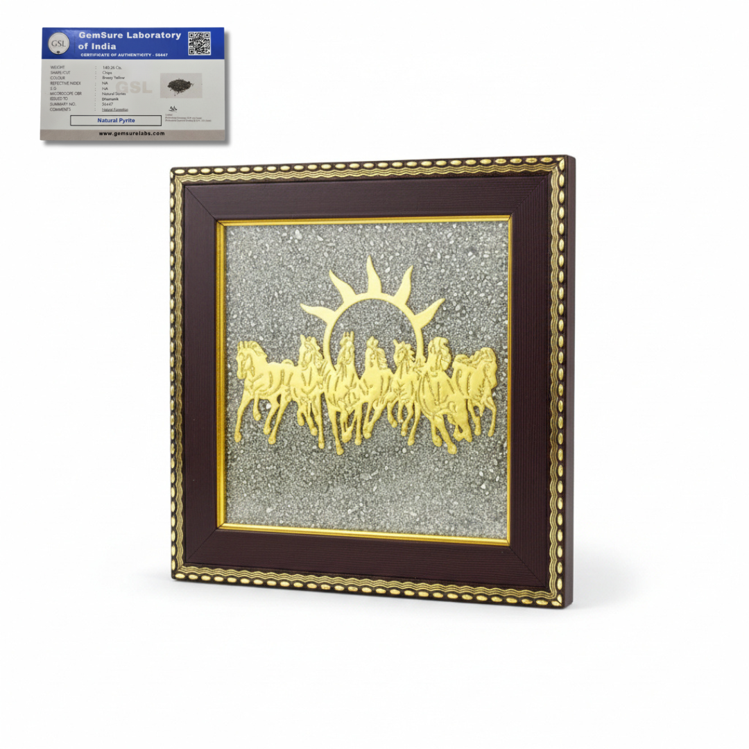 Seven running horses pyrite frame by Divine Sansar with certificate of authenticity
